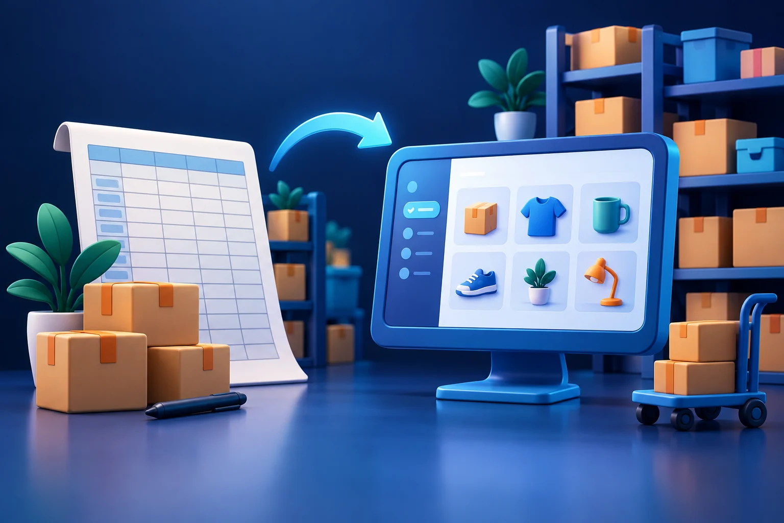 ภาพประกอบสามมิติเรื่องExcel หรือโปรแกรมสต๊อกสินค้า: ร้านแบบไหนควรเปลี่ยน